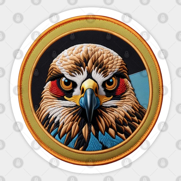 Colorful Hawk Embroidered Patch Sticker by Xie